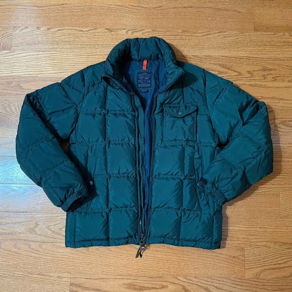 Men’s J.Crew Green Expedition Down Puffer Jacket - Size Medium